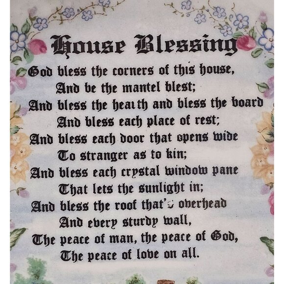 Vintage House Blessing Wall Hanging Plate Made in Japan - Picture 3 of 9